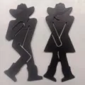 Plaque de porte WC en bois silhouette couple salle de bain decoration murale artisanat - Plaque de Toilettes Style Chapeau Ensemble