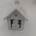 Ornement de maison de neige de Noël en bois avec neige artificielle et bonhomme de neige. - Style Bonhomme de Neige