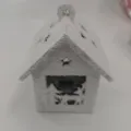 Ornement de maison de Noël en bois floqué avec neige, étoile et boucle pour décoration de fête. - Cerf de Noël Style