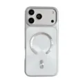 Funda de teléfono magnética plateada con detalle del anillo metálico y protección. - Para iPhone 17 / Blanco