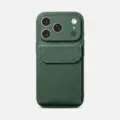Dark green litchi pattern leather phone case with cardholder stand for iPhone 16 Pro Max. - Dark Green Lychee Texture Card Holder