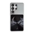 Magnetic phone case for Samsung with metal texture back cover and drop protection design. - CD Texture PC Magnet (S23 ULTRA) / Black