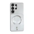 Magnetic PC phone case detail showing silver metal ring and camera cutout for ultimate protection. - CD Texture PC Magnet (S23 ULTRA) / White