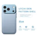 Blue litchi pattern leather phone case for iPhone 17 series luxurious texture durable shell - Litchi Pattern Light Blue