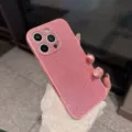 Pink glitter phone case detail view, showing sparkling surface and precise camera cutouts. - iPhone 17 Pro Max / Pink