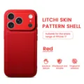 Red litchi skin leather phone case for iPhone 17 series with shockproof and anti-fingerprint design. - iPhone 17 / Litchi Pattern Red