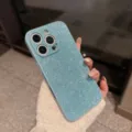 Glitter sparkly protective phone case detail view, stylish blue glitter finish for daily use. - 17 Pro Max / Blue
