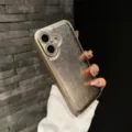 Elegante funda de teléfono de cuero dorado texturizado en detalle, alta protección - Compatible con iPhone 17 Pro Max / Dorado