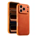 Orange leather texture phone case for iPhone, drop-proof protective cover with precise cutouts. - iPhone 17 / Orange