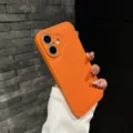 Funda protectora de cuero naranja para iPhone, carcasa trasera elegante y duradera. - Compatible con iPhone 17 Pro Max / Naranja