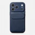 Blue litchi pattern leather phone case with card holder stand for iPhone 16 Pro Max 17 - Sapphire Blue Lychee Texture Card Holder