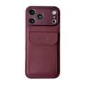 Burgundy leather phone case with card holder and camera protection design for iPhone. - Litchi Texture Card Holder Wallet (Wine Red) / iPhone 18 Pro Max