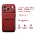 Luxury lychee-patterned card holder phone case with precision cutouts and shockproof protection. - Red Lychee Texture Card Holder
