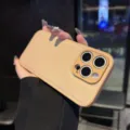 Funda de teléfono de cuero con motivo litchi minimalista compatible con iPhone Pro Max. - Funda protectora / Caqui / iPhone 13