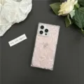 Square shell texture phone case compatible with iPhone, glossy finish protective back cover. - Square Shell Texture Pink / iPhone16