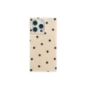Beige polka dot square phone case compatible with iPhone 15 14 Pro Max stylish protective cover - Square Polka Dot Beige / iPhone16