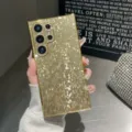 Funda de teléfono con lentejuelas de rombos láser dorados compatible con Samsung S24 Ultra. - Cobertura Completa (Para Samsung S23) / Dorado