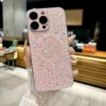 Vue détaillée de la coque magnétique à paillettes roses avec cadre électroplaqué pour iPhone. - iPhone16 / Rose Cerise Magnétique Paillettes Unies