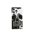 Black and white liquid skull pattern square phone case compatible with iPhone pro max series. - Square Skull Silver White / iPhone16