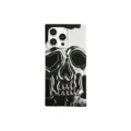 Black and white liquid metal skull pattern square phone case for iPhone Pro Max fashion style. - Square Skull Titanium Gray / iPhone16