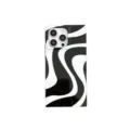 Black and white wave square phone case compatible with iPhone Pro models, stylish and durable. - Square S Pattern / iPhone16
