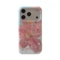 Pink lily star pattern phone case compatible with iPhone, cute aesthetic design cover. - Gilding Star Pink Lily / iPhone16