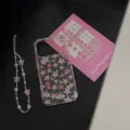 Custodia per telefono con stelle rosa retrò carina coreana con cordino di perline per iPhone 16 - Stella Glitterata Rosa Traslucida Con Adesivi Fai-da-te / iPhone 17PRO/18Pro