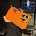 Funda de Teléfono de Cuero con Textura Lichi Naranja Compatible con Carcasa Protectora - Funda protectora / Naranja / iPhone 17 Pro Max
