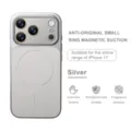 Funda de teléfono magnética de cuero PU plateado para iPhone, textura de lujo antichoque. - iPhone 17 / Blanco