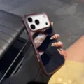 Élégante coque de téléphone miroir électrolytique avec grand trou et protection chic. - Placage miroir / Grand trou / Rose / iPhone 17