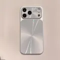 Funda de teléfono plateada con textura CD, carcasa protectora antichoque para iPhone. - 18 Pro Max / Plata Titanio