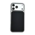 Premium leather phone case with metal bumper, shockproof protective cover back view detail. - iPhone 18 Pro Max / Black Litchi Pattern