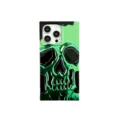 Green metallic skull square phone case compatible with iPhone, stylish protective back cover. - Square Skull Ghost Green / iPhone16