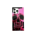 Pink and black skull square phone case variant compatible with iPhone models, unique style. - Square Skull Barbie Pink / iPhone16