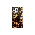 Stylish tortoiseshell square phone case compatible with iPhone Pro Max, chic protective cover. - Square Flame Pattern / iPhone16