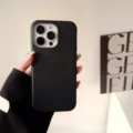 Gedetailleerd overzicht van de leren telefoonhoes, zwarte zachte beschermhoes voor iPhone 16 Pro max. - 13pro / Zwart