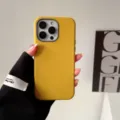 Gele leer textuur telefoonhoesje voor iPhone 16 Pro Max, premium matte zachte beschermhoes. - 13pro / Diepgeel