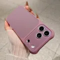 Detailed close-up of a minimalist skin-feel purple phone case with large camera window. - 14Promax / Raspberry Purple