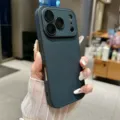 Tech-doek geweven telefoonhoesje compatibel met iPhone, luxe textuur beschermende hoes. - Blauw