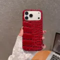 Red crocodile pattern phone case for iPhone 15 16 Pro Max anti-drop protective cover. - iPhone 17 / Red