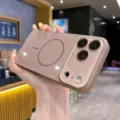 Funda magnética con anillo MagSafe y protección de cámara para iPhone en elegante color rosa nude. - iPhone 17 Pro Max / Caqui