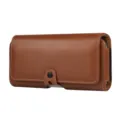 Custodia orizzontale per cellulare in pelle PU marrone con bottone a pressione e cuciture fini. - Orizzontale W001 / 6.0/7.0 Pollici / Marrone