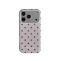 Korean style colorful polka dot phone case for iPhone, cute pink protective back cover. - iPhone16 / Pink with Multi-Color Patterns
