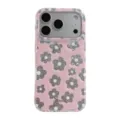 Pink floral phone case for iPhone, cute IMD glitter flower protective cover for women. - Pink Base Full Print Floral / Compatible with iPhone 17/18