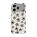 Clear IMD phone case for iPhone 17 Pro Max featuring fashionable grey flower pattern design. - White Base Full Print Floral / Compatible with iPhone 17/18
