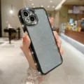 Funda de Teléfono con Purpurina y Estrás Galvanizada Transparente Anticaídas iPhone - iphone7p/8p / Negro