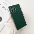 Dark green square TPU phone case for iPhone, precise camera cutouts, sleek modern design. - Green (17AIR)