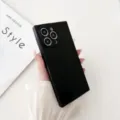 Sleek black square TPU phone case with precise camera cutouts for ultimate daily protection. - Black (17AIR)