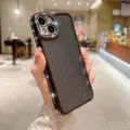 Funda de teléfono con purpurina y diamantes de imitación con marco elegante y protector. - Verde Noche