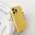 Square solid color TPU phone case detailed view, modern minimalist style in bright yellow. - Yellow (17AIR)
